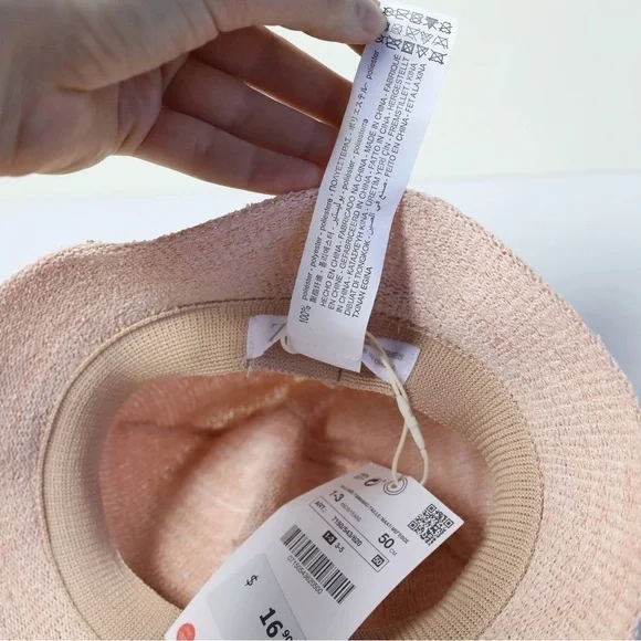 NWT Zara pastel pink little ears woven hat 1-3 yrs 50 cm summer sun protection - Picture 5 of 6